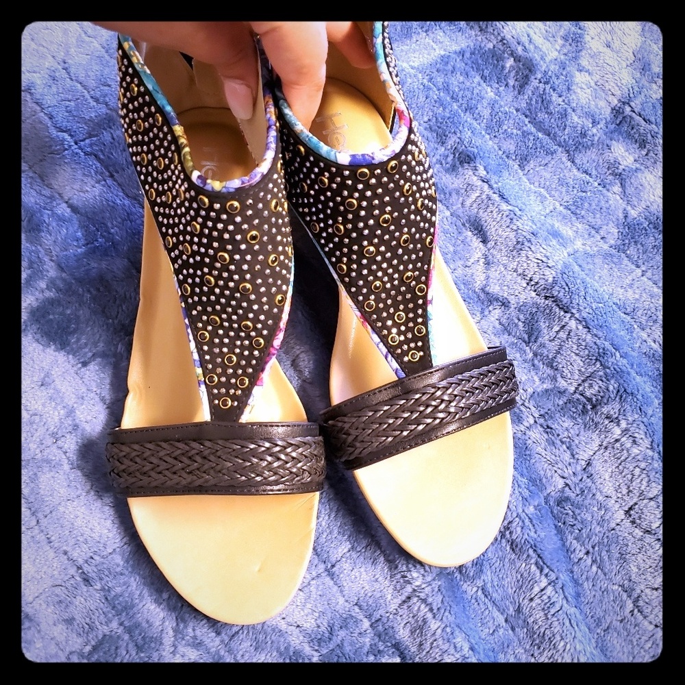 Multi colored sandal wedge